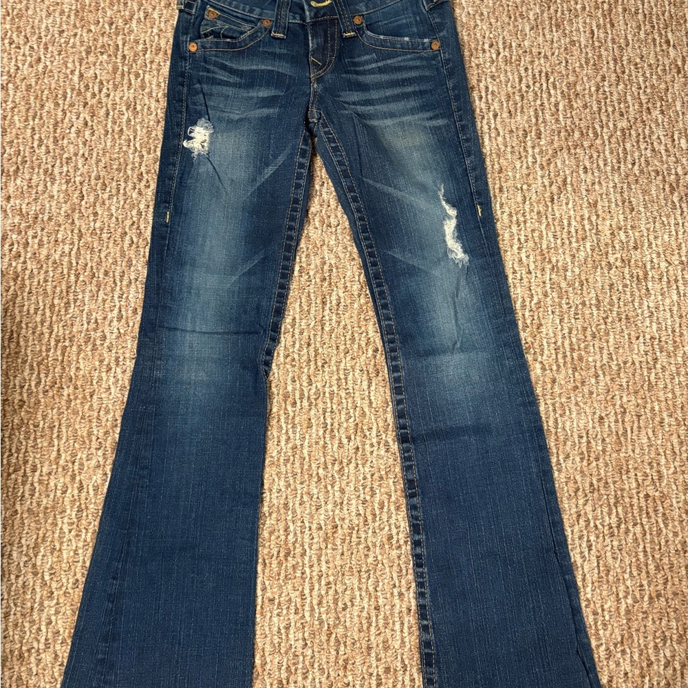 True Religion Blue Flare Wide Leg Jeans